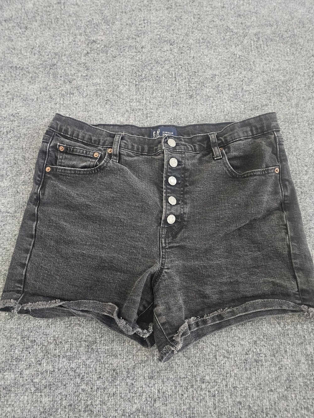GAP Black High-Rise Button-Fly Denim Shorts